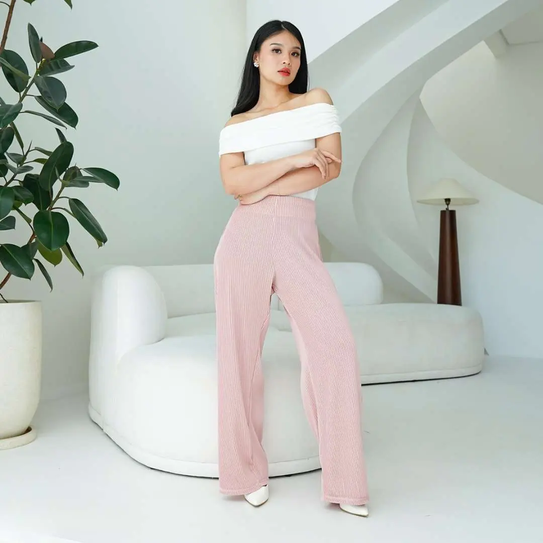 [ Vensh ] Pleated Knit Long Pants Jorge / Celana Kulot Highwaist Anti Loose / Kulot Knit Premium / Celana Panjang Wanita / Loose Pants Wanita / Celana Panjang Kulot
