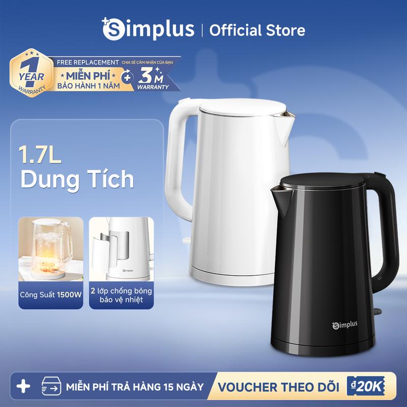 SimplusVN Ấm Siêu Tốc Dung Tích 1.7L Công Suất 1500W Bảo Vệ Ngắt Nguồn Chống…