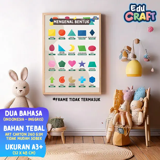 POSTER EDUKASI ANAK MENGENAL BENTUK, WARNA, TATA SURYA, ALPHABET DAN ANGGOTA TUBUH Belajar Note 0