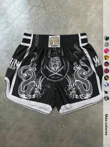 Shorts de deportes de combate unisex con gráfico de tigre feroz y símbolos místicos, shorts atléticos con cintura elástica para muay thai, boxeo y moda streetwear hip-hop