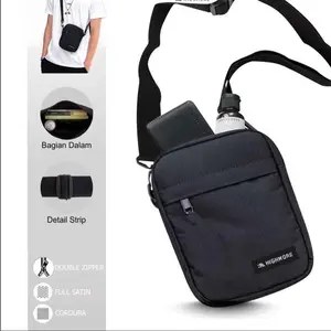 Tas Selempang Slingbag Original Highmore hitam pria wanita tali bisa diatur