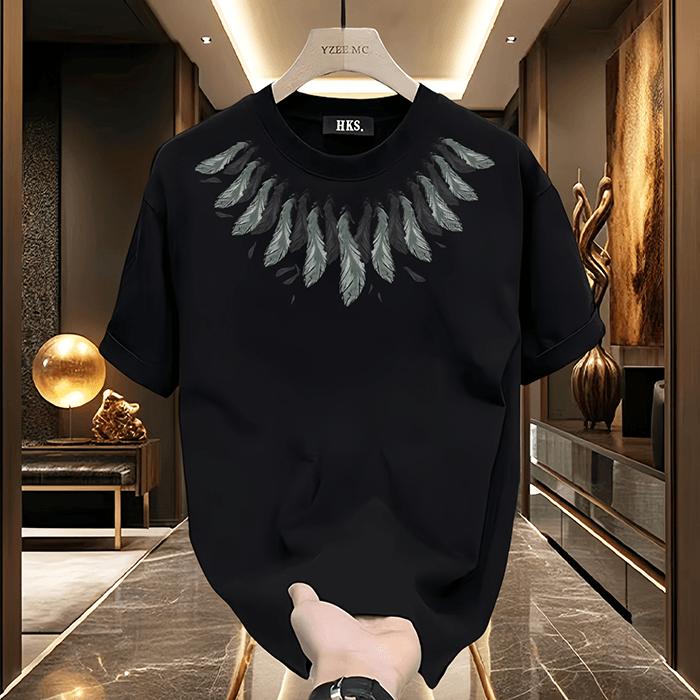 Product Introduction of Áo thun nam nữ cổ tròn mới xu hướng mùa hè tay ngắn dáng rộng 100% cotton, áo thun in hình âm nhạc, quần áo nặng nề cỡ lớn cho cặp đôi cao cấp mùa hè H-1379. 7