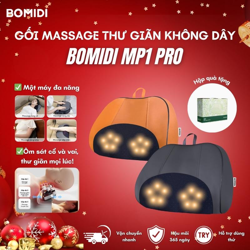 Gối Máy Massage Thư Giãn không dây Bomidi MP1 Pro - 20 Viên Bi Lăn - Có chức năng nén nóng - Mỗi lần massage 10 phút - Có thể sử dụng trên ô tô