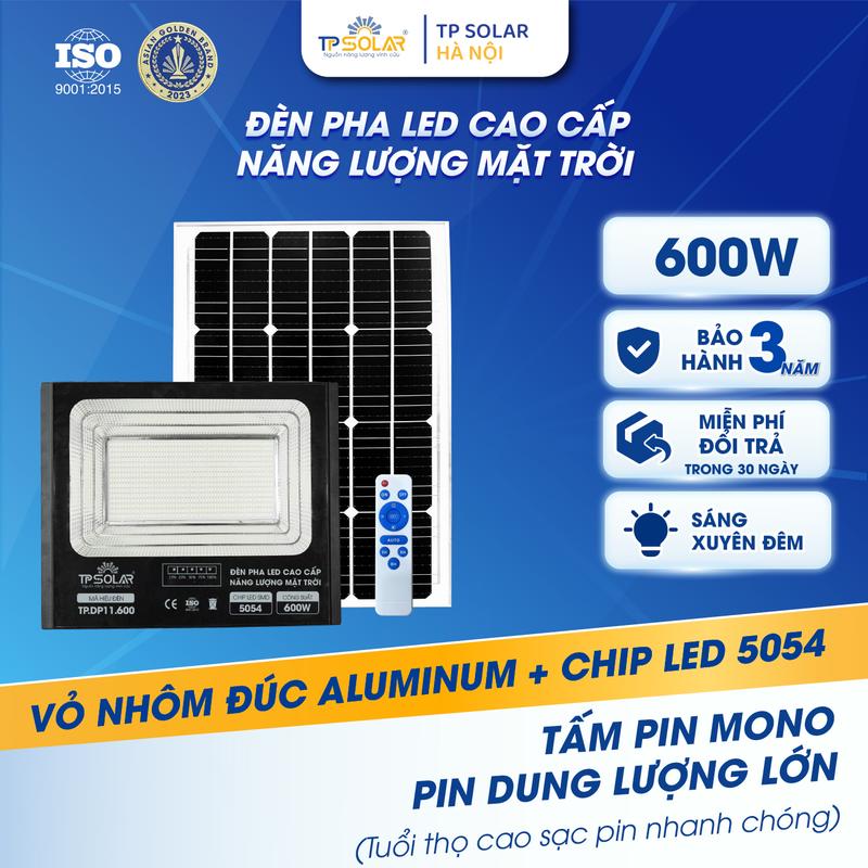  Đèn Pha Năng lượng Mặt Trời Công Suất 600W Chiếu Sáng Xuyên Đêm Led 5054 Siêu Sáng Pin MONO Sạc Nhanh Chống Nước Tự Động Bật Tắt Chính Hãng TP Solar TP.DP11.600 