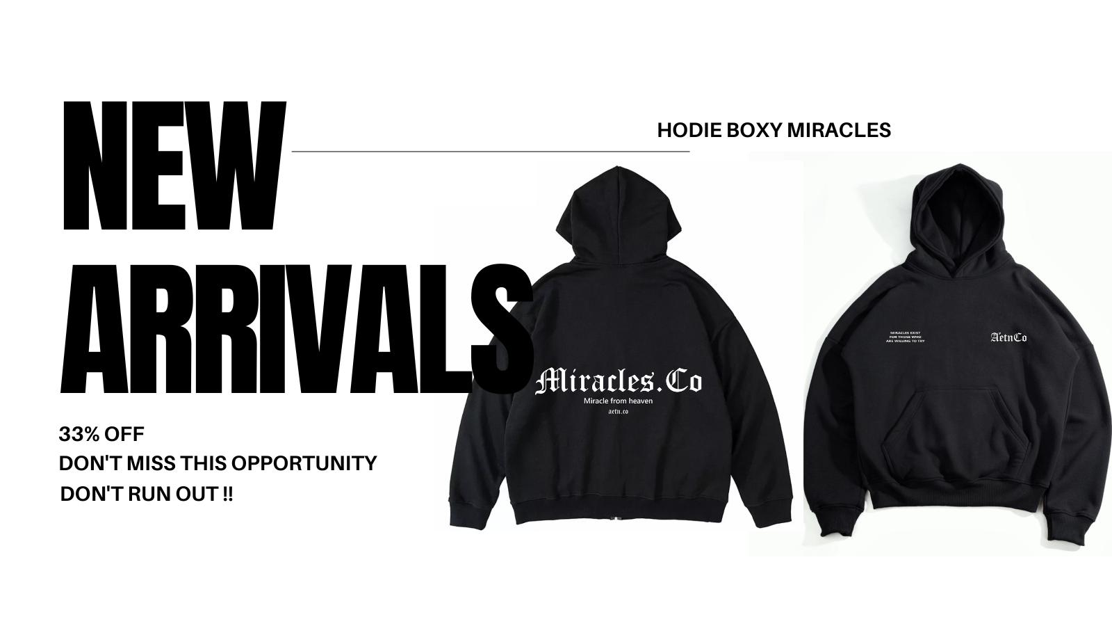 Hoodie Boxy Starboy Miracles Black 300gsm Reflektif | SABLON NYALA | AETN