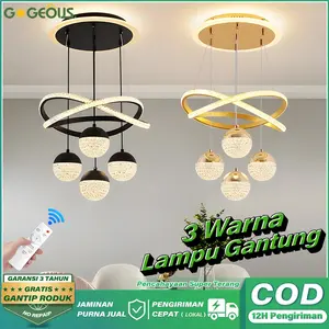 GOGEOUS Lampu Gantung Minimalis Kristal Lampu Gantung Ruang Tamu Kamar Tidur 3Warna Mewah Lampu Hias pencahayaan indoor chandeliers lampuruangtamu Live1