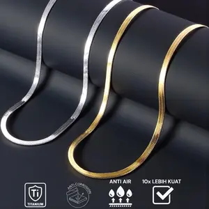 Kalung Pria Titanium Anti Karat Warna Kuning Putih Hitam Motif Plat Kalung Pria Titanium Anti Karat Warna Kuning Putih Hitam Motif Plat