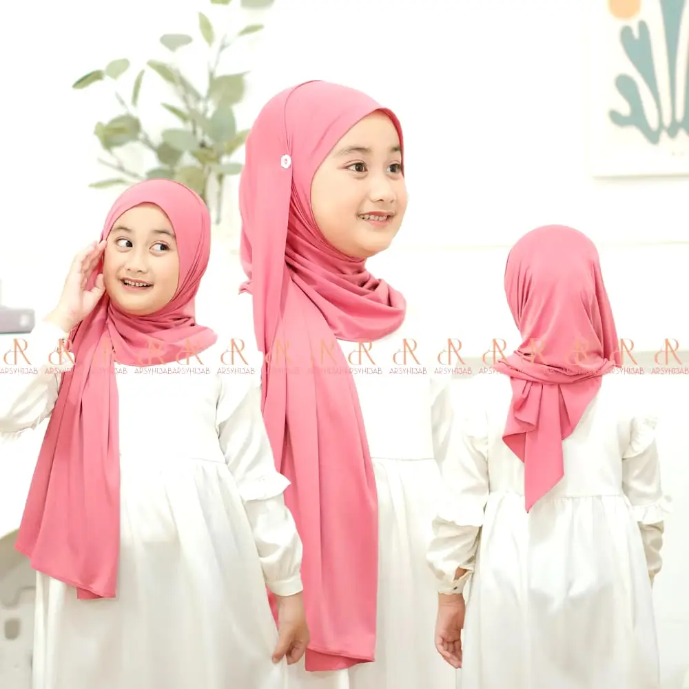 Hijab Anak Pashmina Instan Kancing Size 4 - 8 TAHUN Jilbab Sekolah Anak Tk Kerudung Pastan Muslim Anak Terbaru Nyaman Variasi Simple