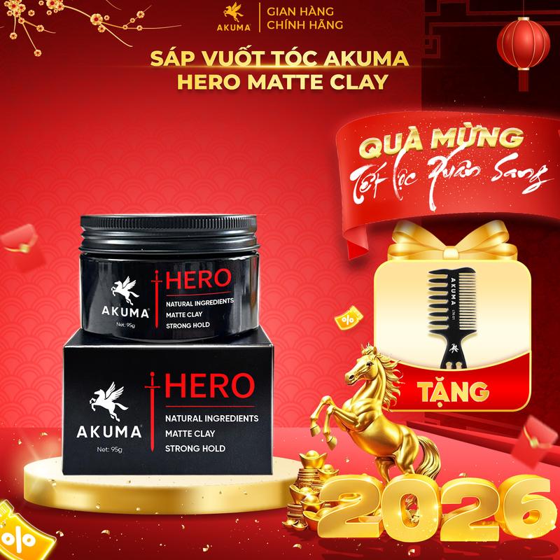   ĐỘC QUYỀN LIVE   Sáp vuốt tóc AKUMA HERO Matte Clay 95g - Giữ nếp cực đỉnh độ phồng cao không bết. 