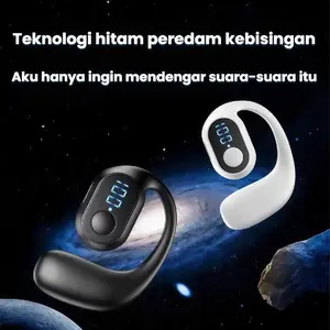 Headphone Tunggal Bluetooth 5.4 Baterai Tahan Lama Headset Bluetooth Peredam Kebisingan Bisnis dengan Mikrofon tws bluetooth Hi-Fi Earbuds earphone Black waterproof