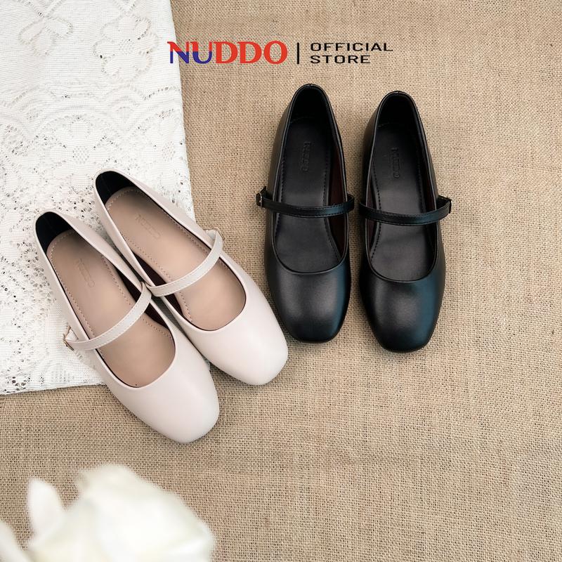 Giày Búp Bê Bệt Nữ Da Thật Cao Cấp Dáng Mary Jane Đế Bệt Mũi Vuông Da Mềm Siêu Êm NUDDO - NM001V Giày Bệt