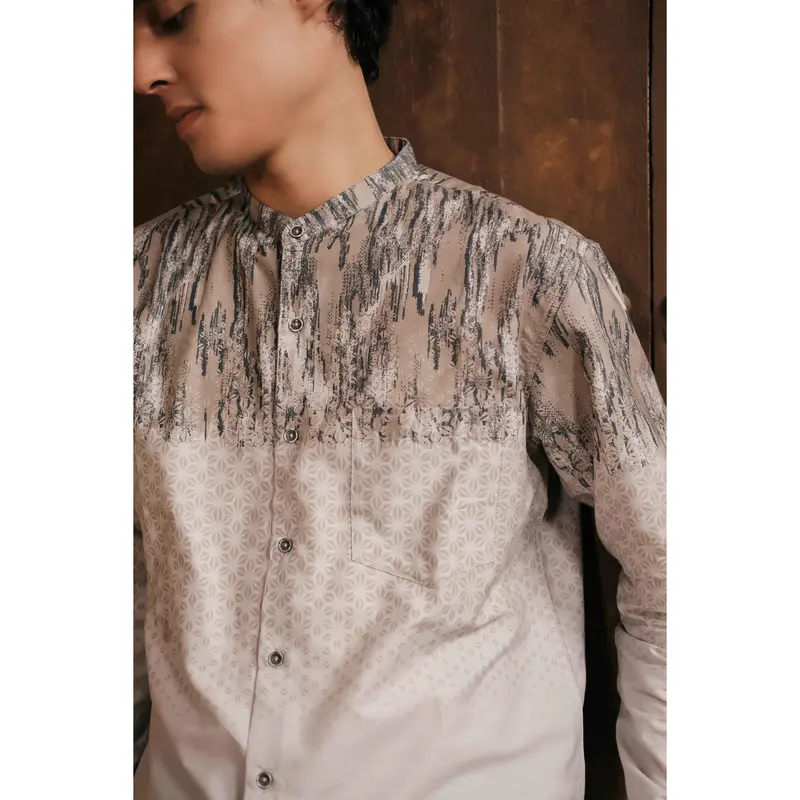 LARUSSO Khair Collection - Kemeja Koko Printing Pria Lengan Panjang - Wutz 2