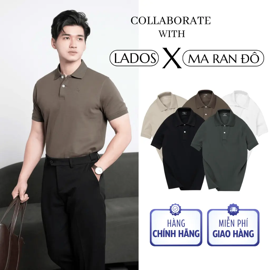 Áo Thun Polo Nam Ngắn Tay Dòng Cao Cấp LADOS-9156 Vải Cá Sấu Interlock Form Regular Fit Sang Trọng, Lịch Lãm