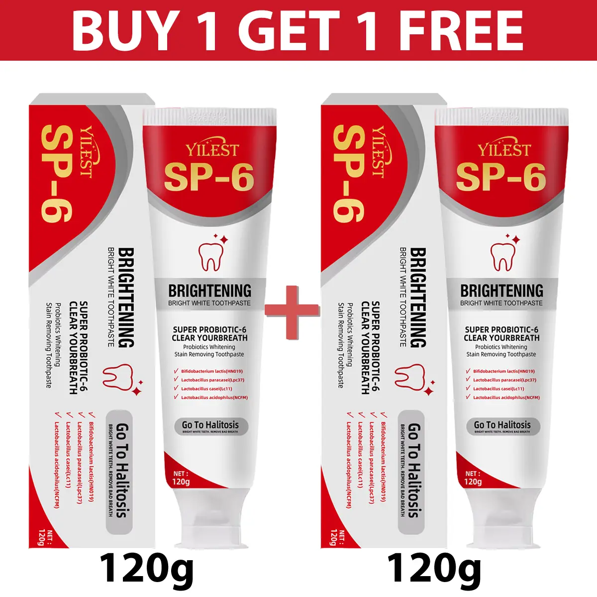 Kem Đánh Răng Siêu Probiotic, SP-6, SP6, Thơm Miệng, Chăm Sóc Răng Bằng Tinh Khiết Răng Miệng, Mua 1 Tặng 1 Khuyến Mãi Miễn Phí