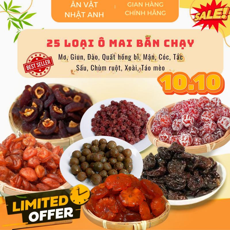 25 Loại Ô Mai Trái Cây Sạch Tự Nhiên (Mơ, Giun, Đào, Quất hồng bì, Mận, Cóc, Tắc, Sấu, Chùm ruột, Xoài, Nho, Táo mèo) Ăn Vặt Vị Chua Cay Ngon Ngọt - Nhà Làm - Đảm Bảo VSATTP