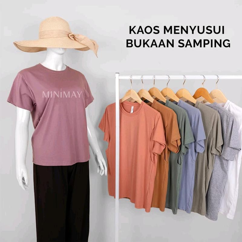 Baju Menyusui Buka Samping Kiri Kanan - Kaos Bahan Adem Nursing Wear Nyaman untuk Busui 0