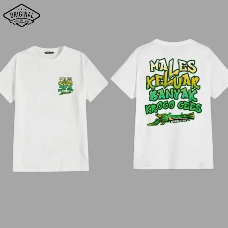 ZULMY - Kaos FF Males Keluar Banyak Kroco Cees Versi SG Emerald Terompet - Tshirt Anak Unisex - Kaos Katun Combed Viral 7