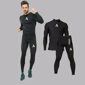 Setelan Olahraga Pria Baju Manset Baselayer Lengan Panjang Celana Legging Street Panjang Sport Lari Volly Gym Fitnes Basket