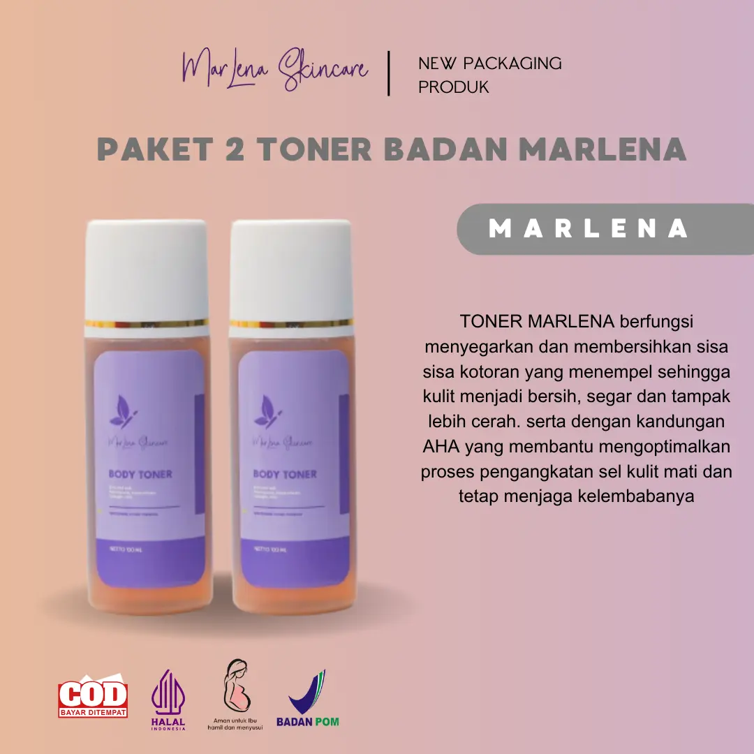 PAKET  2 TONER BADAN MARLENA WHITENING BPOM