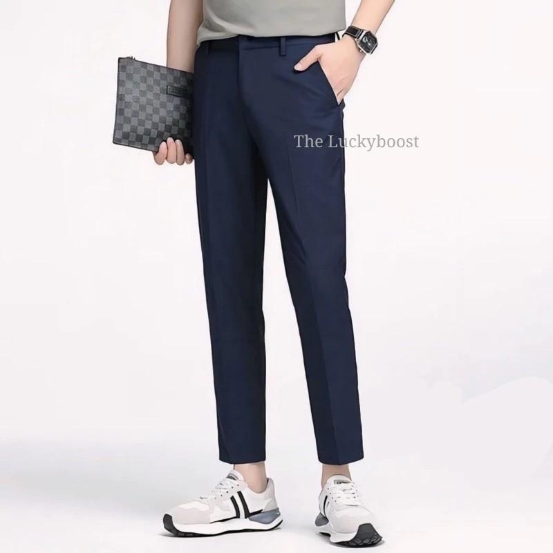 Product Introduction of THELUCKYBOSST Ankle Pants Celana formal kerja pria Slimfit dewasa kantor bahan woll kekinian Celana panjang casual celana ankle celana kuliah 5