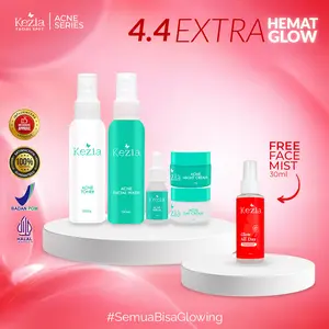 Kezia Skin Care Paket Jerawat KEZIA Beauty New Acne Package Series Lengkap - Facial Wash 100ml, Toner 100ml, Serum 10ml, Day Cream 10gr, Night Cream 10gr & FREE FACEMIST 30ML - Kering