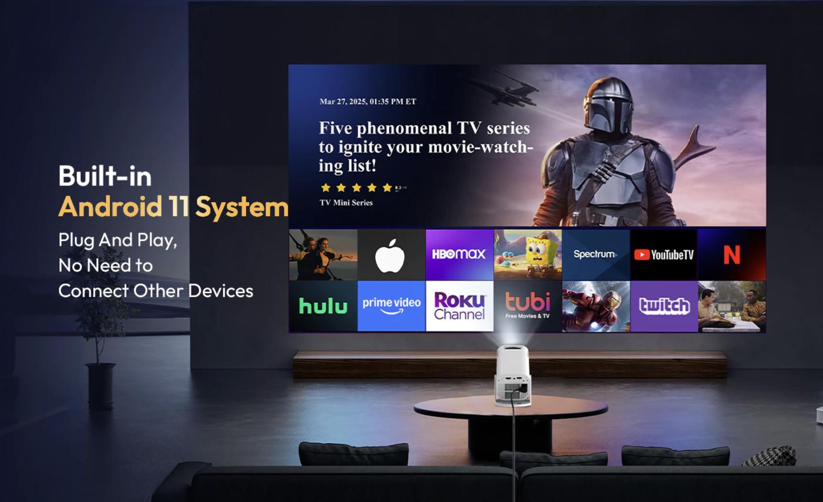 XGODY Gimbal 3 Pro Smart Proyektor LCD Android 11 - 720P - Auto Keystone - Netflix - YouTube - 220 ANSI