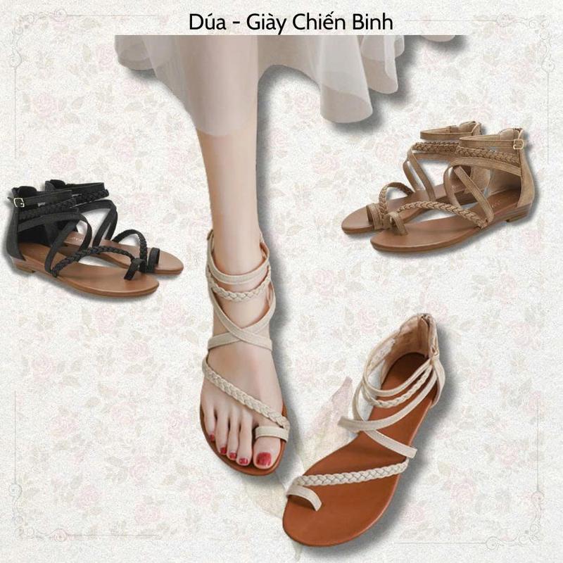 XIANGLV, Giày Sandal Nữ Chiến Binh Phong Cách Boho Xỏ Ngón Cao 2 Phân Nội Địa Trung, Giày Sandal Thổ Cẩm N30 DéP Shoes