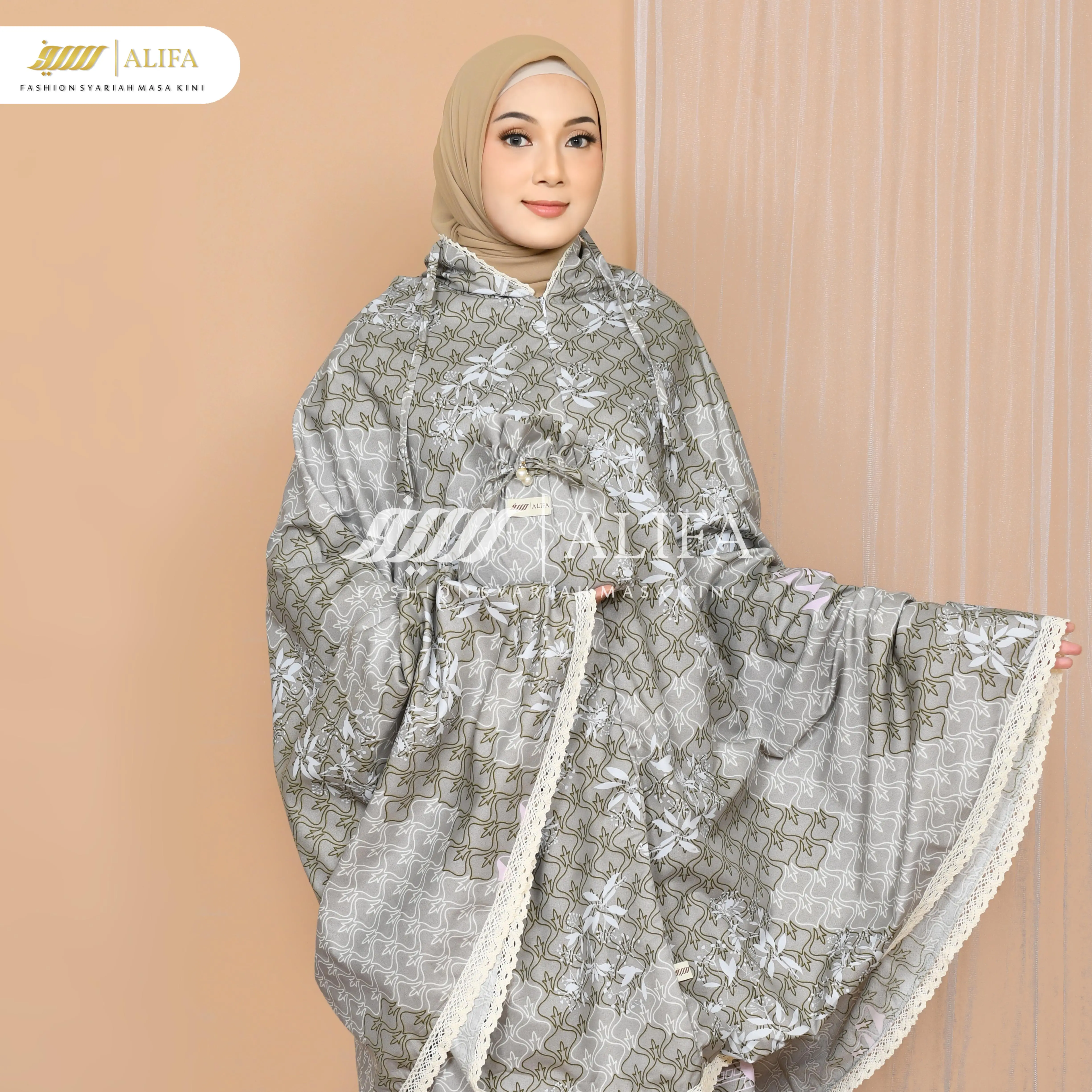ALIFA - Mukena Dewasa Traveling Katun Motif Mukena Travel Motif Mewah Dan Cantik
