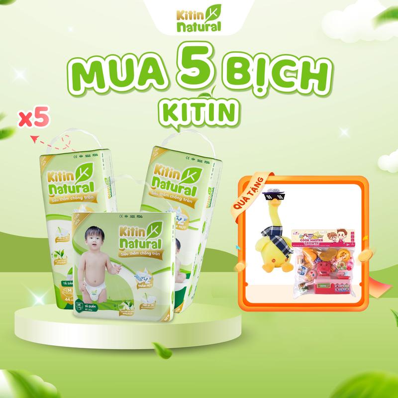[TẶNG QUÀ] Khi mua combo 5 bịch bỉm Kitin Natural đủ size cho bé từ Newborn đến 4XL, mỏng nhẹ, thấm hút tốt, ngừa hăm cho trẻ sơ sinh