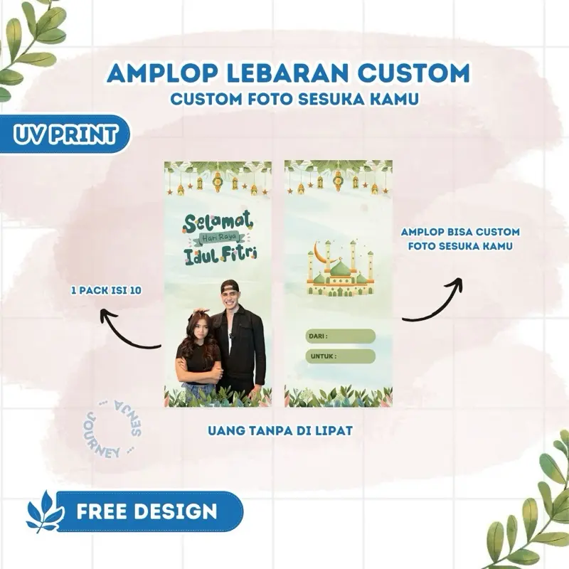 Amplop Lebaran Idul Fitri 2025 Ukuran Besar  Uang Tanpa Lipat,Pack isi 12 pcs Kwalitas Premium