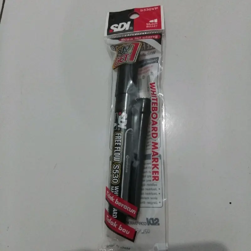 SPIDOL WHITEBOARD MARKER / SPIDOL BOARDMARKER / SPIDOL PAPAN TULIS / SPIDOL BISA DIHAPUS MERK SDI FREEFLOW S530 GRATIS 1 REFILL WARNA HITAM, BIRU DAN MERAH 0