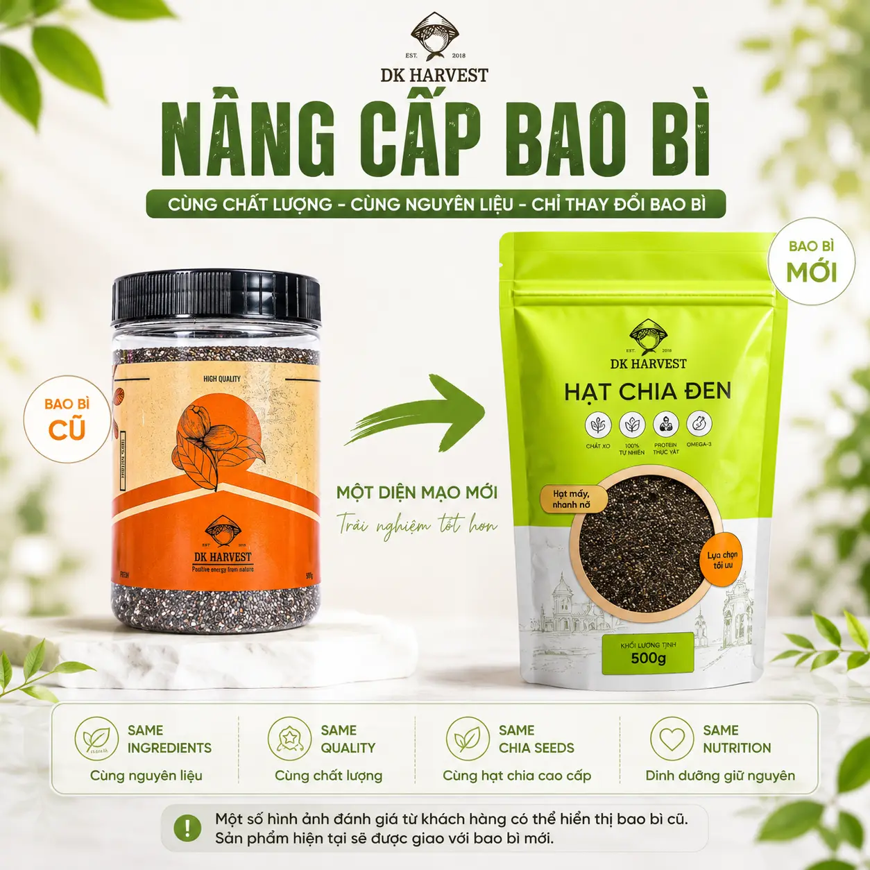 Túi 100g/500g Hạt Chia DK Harvest - Hạt chia độ tinh khiết cao, Thực phẩm ăn kiêng, Có giấy nhập khẩu và Xuất HĐ Công Ty