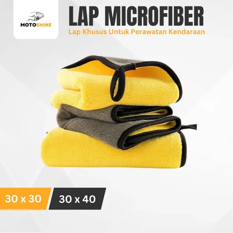 Lap Microfiber Mobil 30x30 Halus untuk Detailing Body & Dashboard Mobil Motor, Kain Microfiber Lembut untuk Cuci Mobil Motor - Lap Microfiber Dapur - Wax & Poles Efektif 0