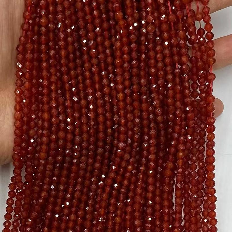 Product Introduction of Hạt Đá Quý Mã Não Đỏ, Bán Buôn, Hạt Rời Nhỏ Nhiều Mặt, Hạt Tự Làm, Thích Hợp Để Làm Đồ Trang Sức, Thiết Kế, Vòng Tay Thủ Công, 15 Inch, Có Kích Thước 2/3 / 4mm 32