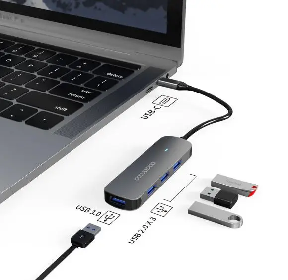 GOOJODOQ Premium 4-in-1 USB Type A / Type C USB 3.0 Hub for Mobile Phone PC - USB Type-A 6