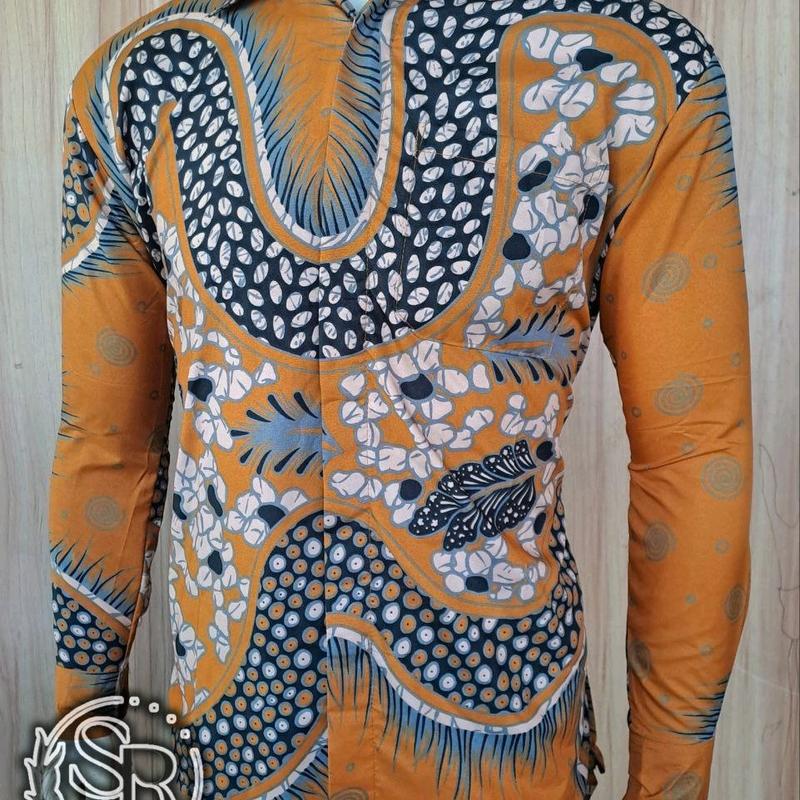 Gie Batik Kemeja Panjang Modern slimfit Katun kantor formal Halus Trendy Resmi dan Casual   Hitam Motif Santai Nyaman Pria Coklat Keren Mewah 5