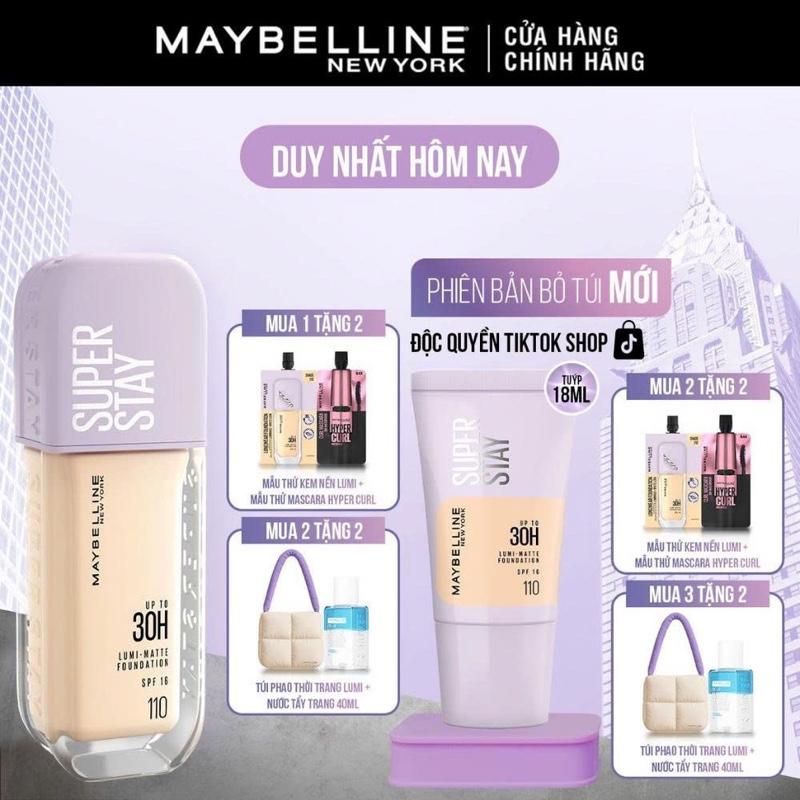 Kem nền bắt sáng Superstay Lumi Matte 30H che phủ siêu nhẹ mặt Maybelline New York