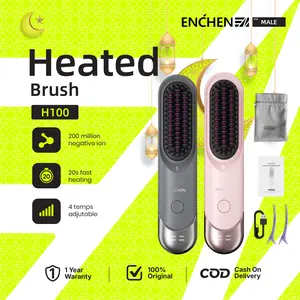 ENCHEN Heated Brush H100 Sisir Catok Rambut Tanpa Kabel TypeC