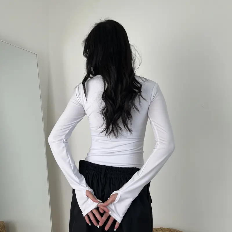 Lassmee | MINJI XL Baju Atasan Wanita Long Sleeve Leher Kotak / Bodysuit XL Basic Polos Lengan Panjang Leher Kotak / Kaos Jersey Spandex XL Square Neck 4