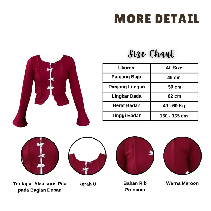 Setelan Wanita Kekinian (Blouse Pita + Rok Susun + Tas Putih) | Setelan wanita kombinasi warna maroon dan putih yang cocok untuk kegiatan santai, terbuat dari bahan rib yang lembut | SET 035 3