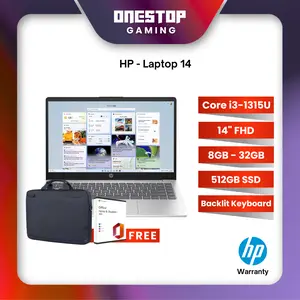 Laptop HP 14 ep0261TU Intel Core i3-1315U RAM 8GB SSD 512GB 14" FHD Windows 11 + OHS Silver Gold ep0260TU