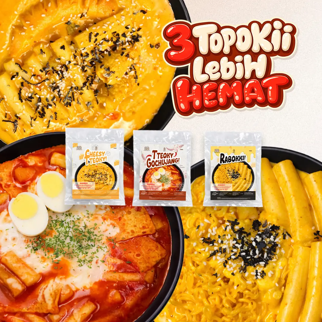 [BUNDLING 3] MIX 3 VARIAN RABOKKI CHESSY+TTEOKY GOCHUJANG+TTEOKY CHESSY - ZONANYAM BUNDLING 3 INSTANT