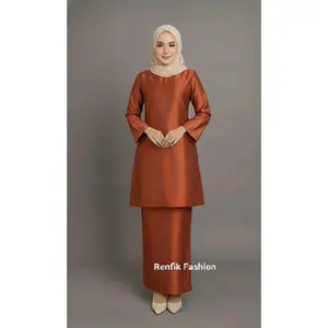 Setelan baju kurung wanita melayu polos One set kondangan Setelan baju kurung melayu wanita bahan satin velvet premium murah meriah Satin Formal Dewasa