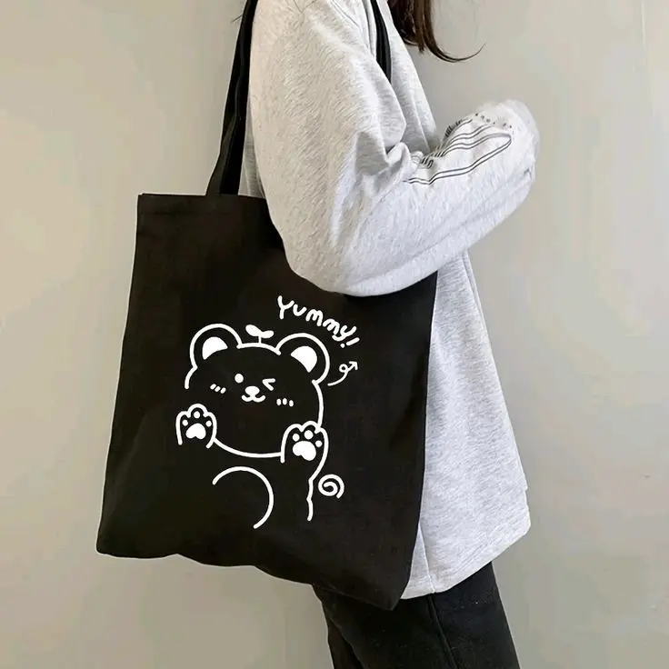 TOTEBAG RESLETING - Tas remaja pria dan wanita - Tote bag untuk sekolah - bekerja Cowok Hitam Kanvas spounbond 1