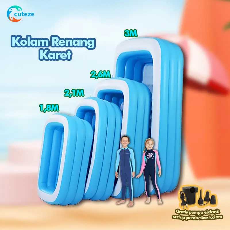 COD【Pertukaran Gratis】Kolam Renang Anak jumbo 3 Rings dan Bayi Tiup Karet Besar Family Inflatable Swimming Pool Luar Ruangan305cm/260cm/210cm/180cm Learning Pink