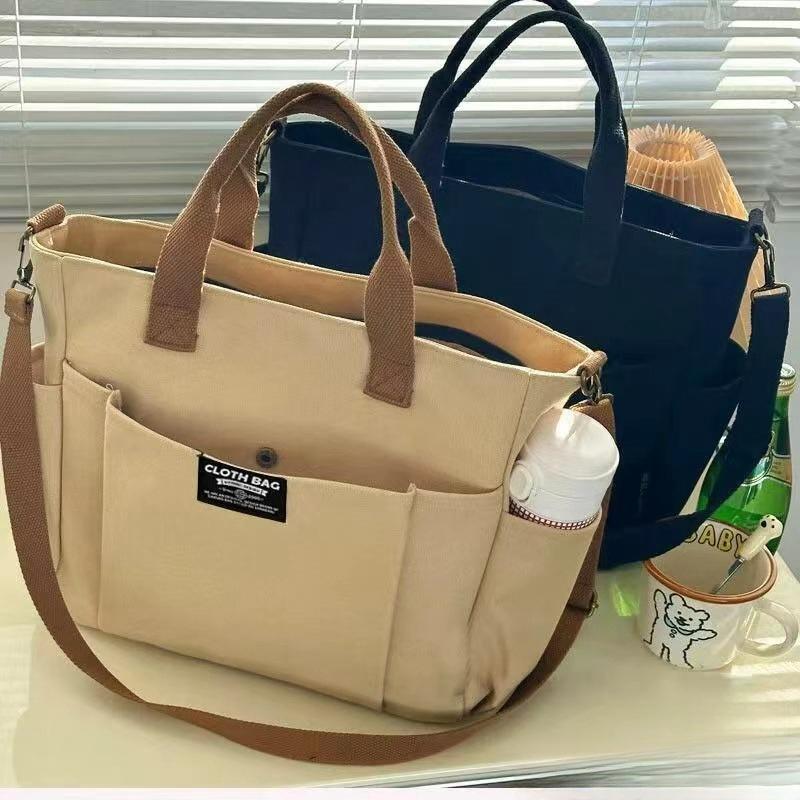 Product Introduction of Túi Vải Tote Nhật Bản, Dày Dặn, Nhiều Ngăn, Phong Cách Thường Ngày Thích Hợp Cho Học Sinh, Có Thể Mang Theo Bằng Tay Hoặc Đeo Một Bên Vai, Túi Đeo Chéo, Lý Tưởng Cho Trường Học, Thiết Kế Đơn Giản 7