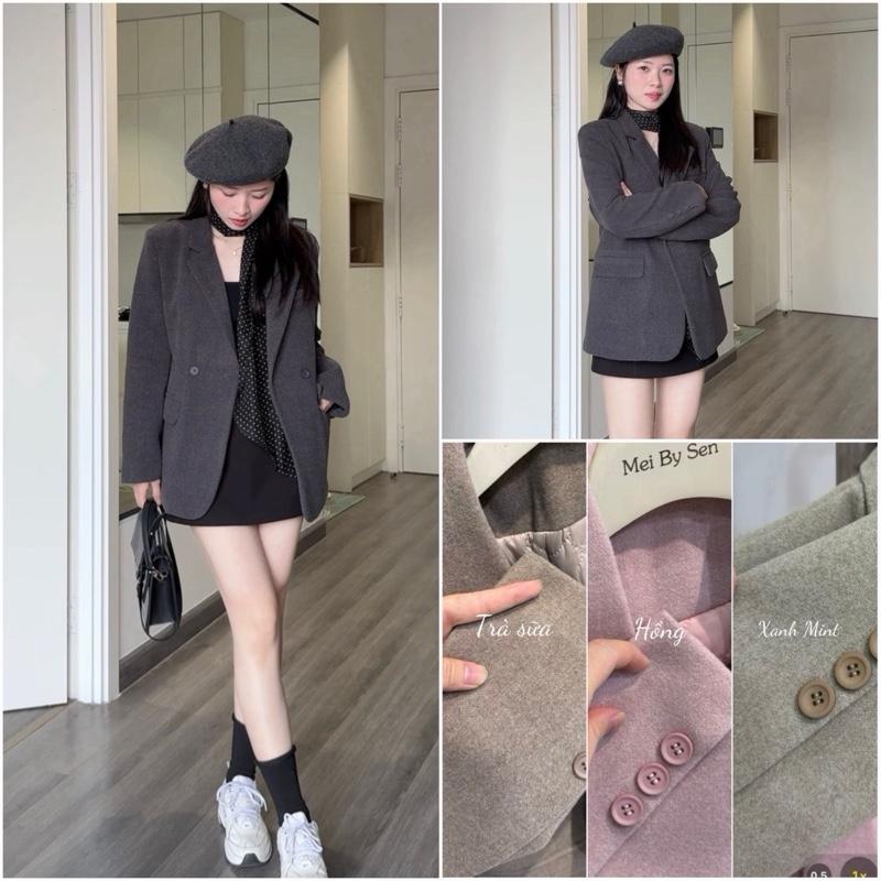 Áo Blazer Dạ16 Dáng Ngắn Form Vừa Phong Cách Hàn - Áo Khoác Dạ Mùa Đông Dáng Ngắn Phong Cách Trẻ Trung QC Women