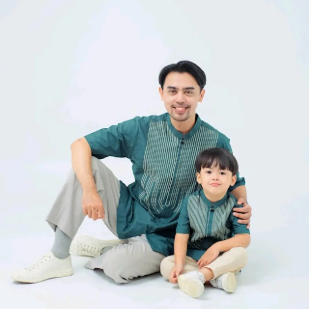 Aizar koko Couple Ayah Anak Bordir Althaff Tangan Pendek Kurta