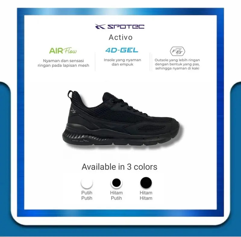 SPOTEC Sepatu Student Activo Hitam - Hitam 0
