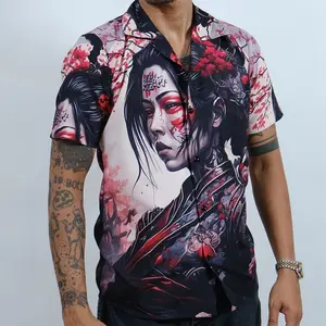 GOKS Baju Kemeja Pria Wanita Motif Full Printing Dowear Laki Laki Kekinian 292 GEISHA WARIOR